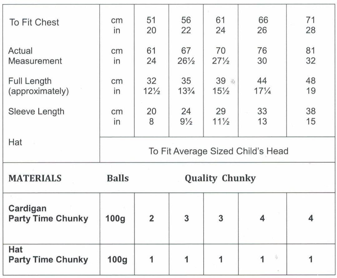 James C. Brett Party Time Chunky Cardigan & Hat Pattern JB342