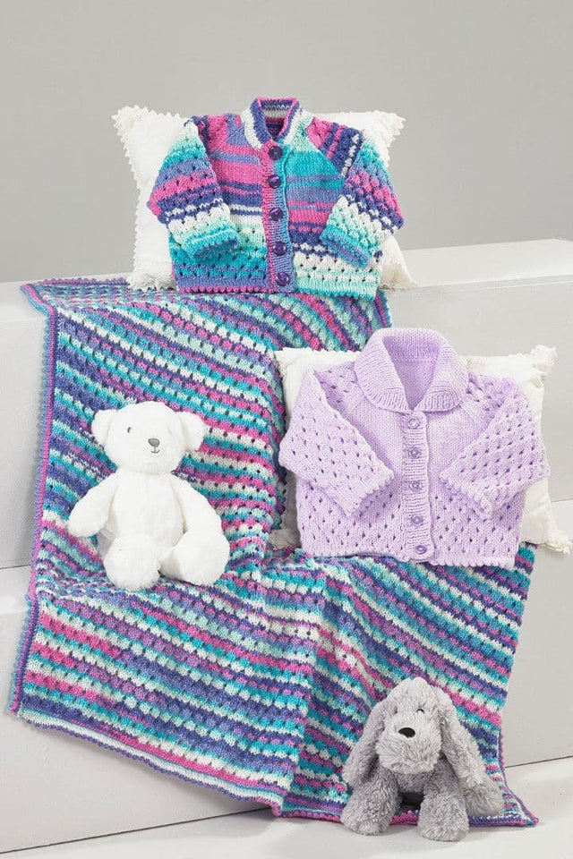 James C. Brett Twinkle Prints DK Blanket & Cardigans Pattern JB884