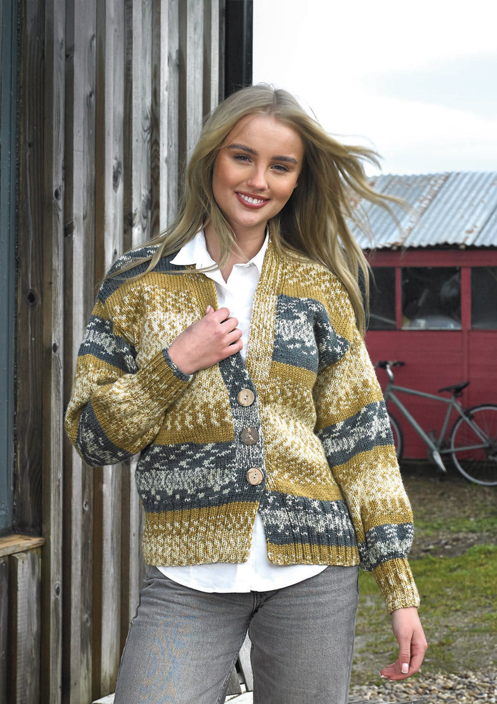 James C Brett Croftland Scandi Aran Cardigan Pattern JB915