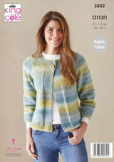 King Cole Acorn Aran Cardigan, Sweater & Cowl Pattern 5802