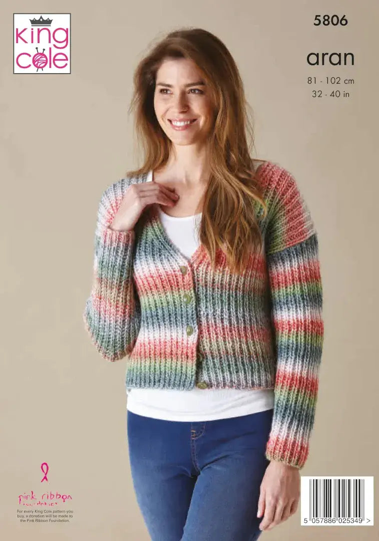 King Cole Acorn Aran Sweater & Cardigan Pattern 5806