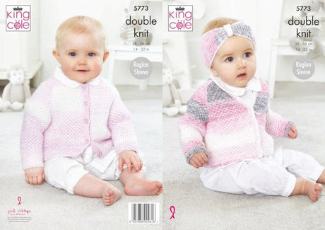 King Cole Baby Pure DK Cardigan & Headband Pattern 5773