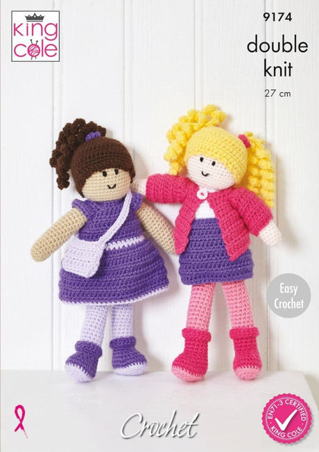 King Cole Big Value DK Amigurumi Dolls Crochet Pattern 9174