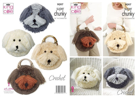 King Cole Big Value Super Chunky Crochet Tilly the Cockerpoo Handbag & Pyjama Case Pattern 9097