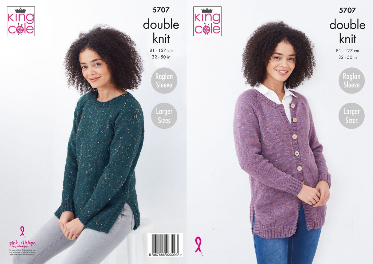 King Cole Big Value Tweed DK Cardigan & Jumper Pattern 5707