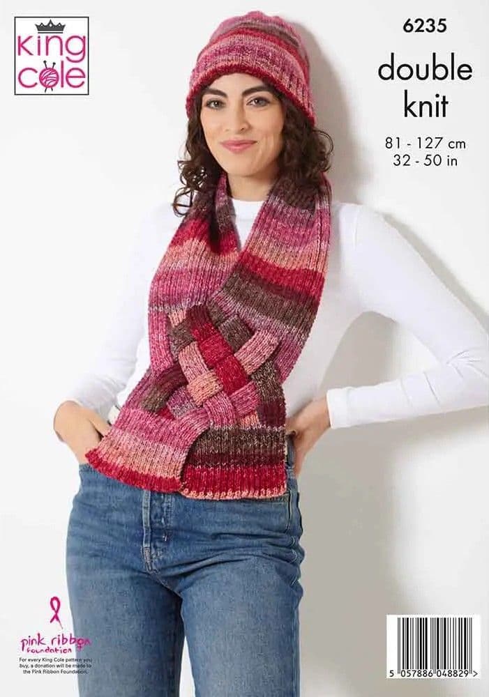 King Cole Bramble DK Sweater, Scarf and Hat Pattern 6235