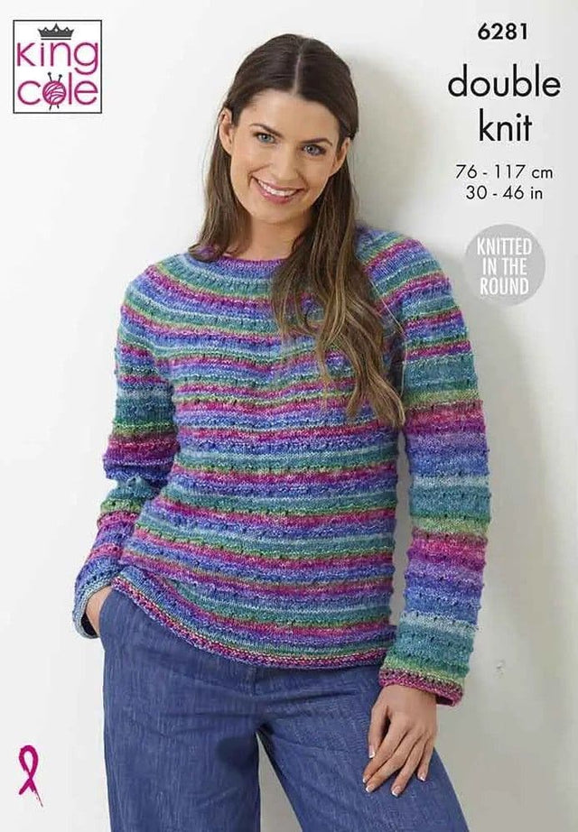 King Cole Bramble DK Sweaters Knit in the Round Pattern 6281