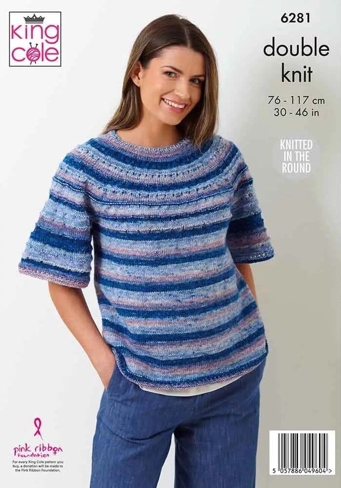 King Cole Bramble DK Sweaters Knit in the Round Pattern 6281