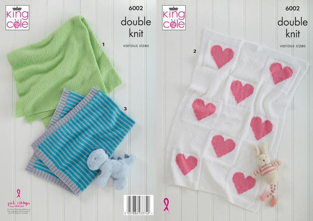 King Cole Cherished DK Baby Blanket Knitting Pattern 6002