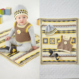 King Cole Cherished DK Blanket, Tank Top, Hat & Booties Crochet Pattern 6043