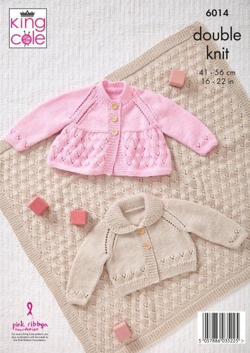 King Cole Comfort DK Baby Jacket, Cardigan & Blanket Pattern 6014