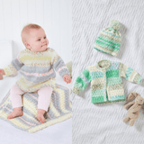 King Cole Cosy Love Aran Dress, Jacket, Hat & Blanket Pattern 6049