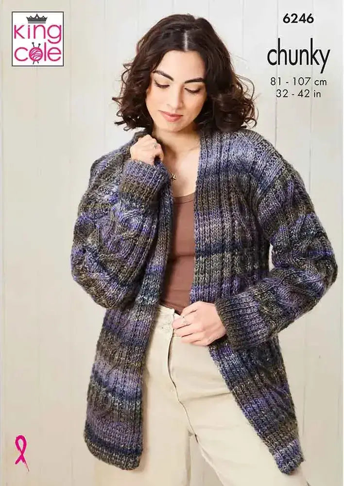 King Cole Cottagespun Chunky Sweater and Cardigan Pattern 6246