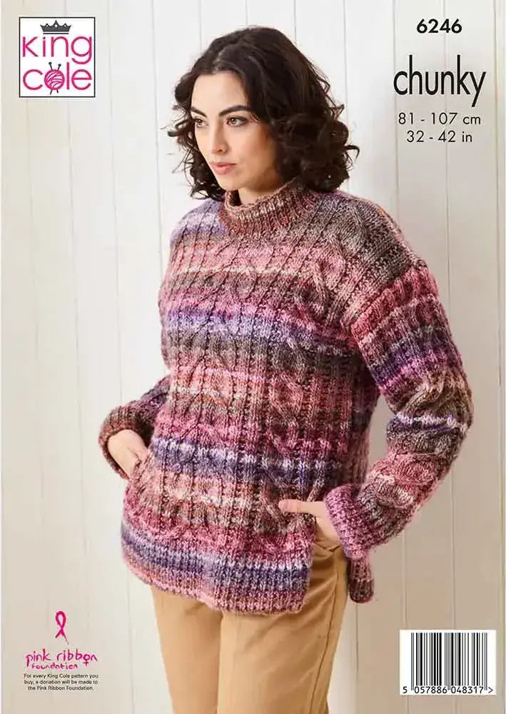 King Cole Cottagespun Chunky Sweater and Cardigan Pattern 6246