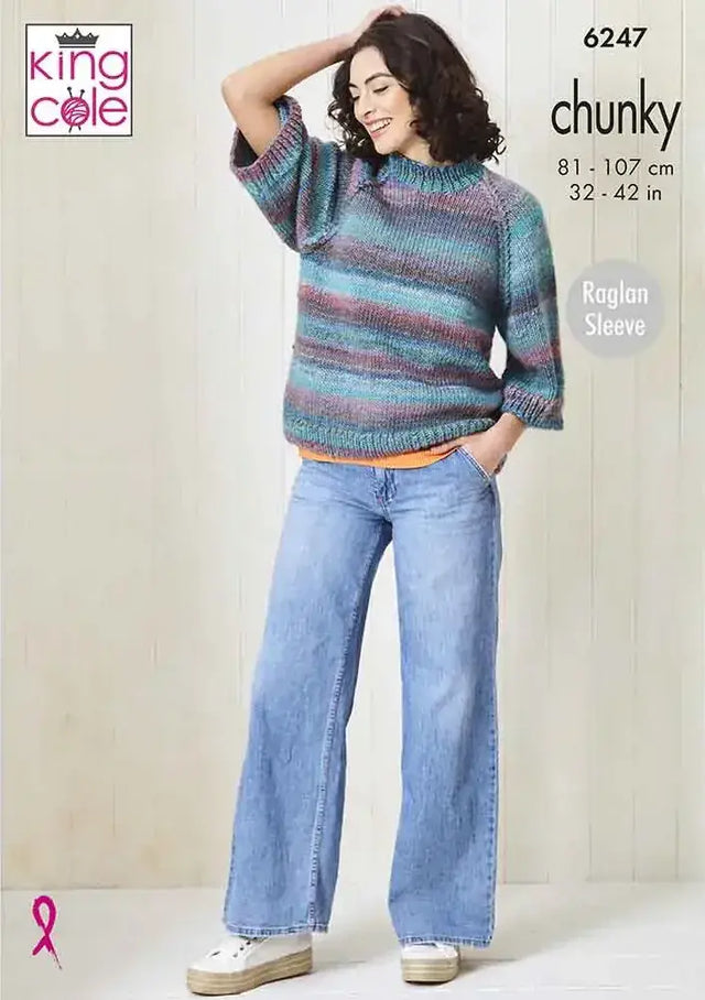 King Cole Cottagespun Chunky Sweater and Cardigan Pattern 6247