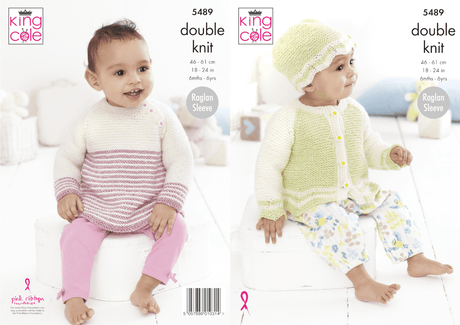 King Cole Cotton Top DK Top, Cardigan & Hat Pattern 5489