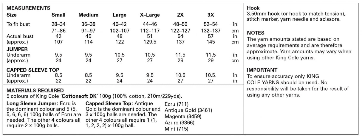 King Cole Cottonsoft DK Pattern 5944 Jumper & Top