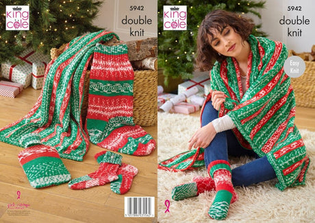 King Cole Fjord DK Festive Blanket, Socks & Stocking Pattern 5942