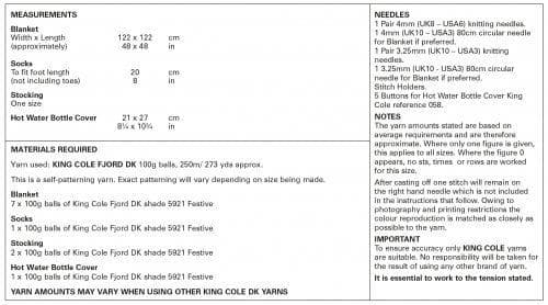 King Cole Fjord DK Festive Blanket, Socks & Stocking Pattern 5942