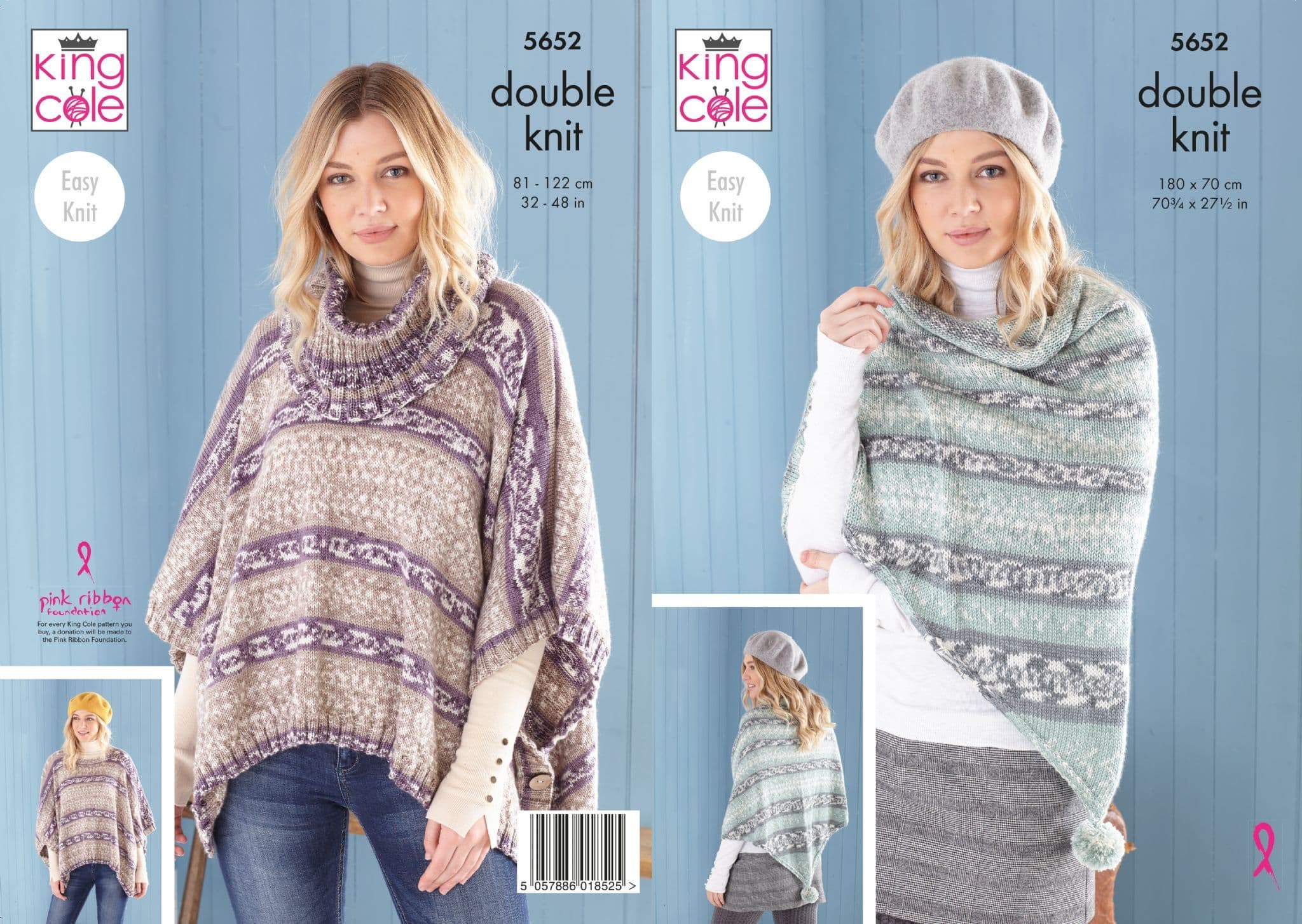 King Cole Fjord DK Poncho Shawl & Snood Pattern 5652