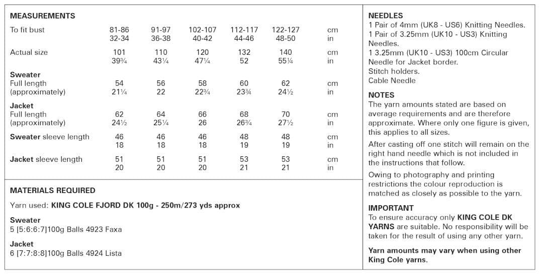 King Cole Fjord DK Sweater & Jacket Pattern 6090