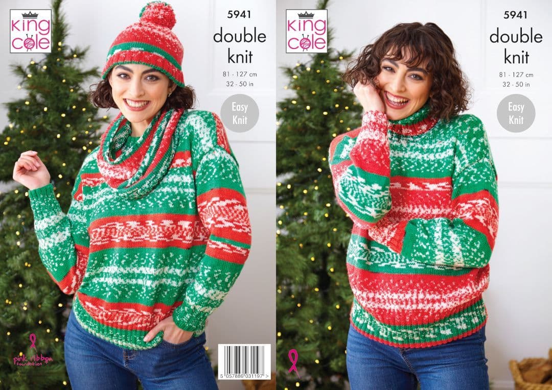 King Cole Fjord Festive Jumper & Hat Pattern 5941 – Littlewoolshop.com