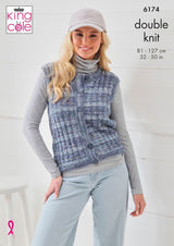 King Cole Homespun Prism DK Round & V-Neck Waistcoat Pattern 6174