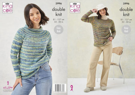 King Cole Homespun Prism DK Sweaters Pattern 5996