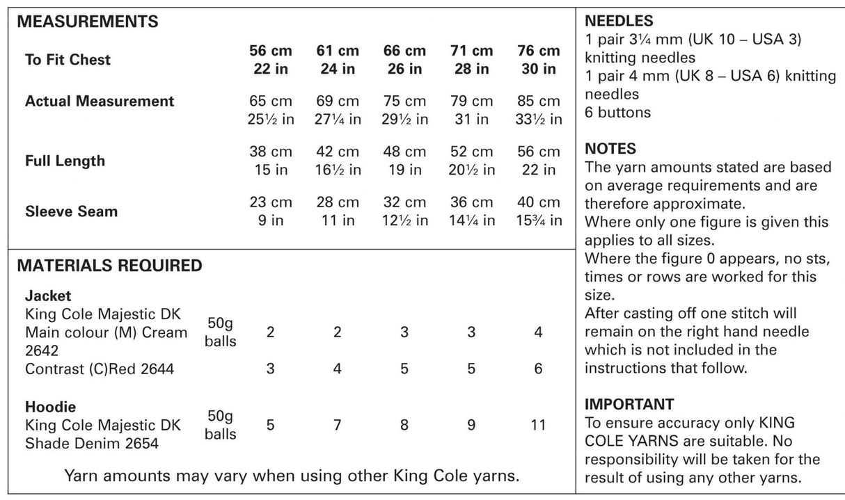 King Cole Majestic Jacket & Hoodie DK Sweater Pattern 4924