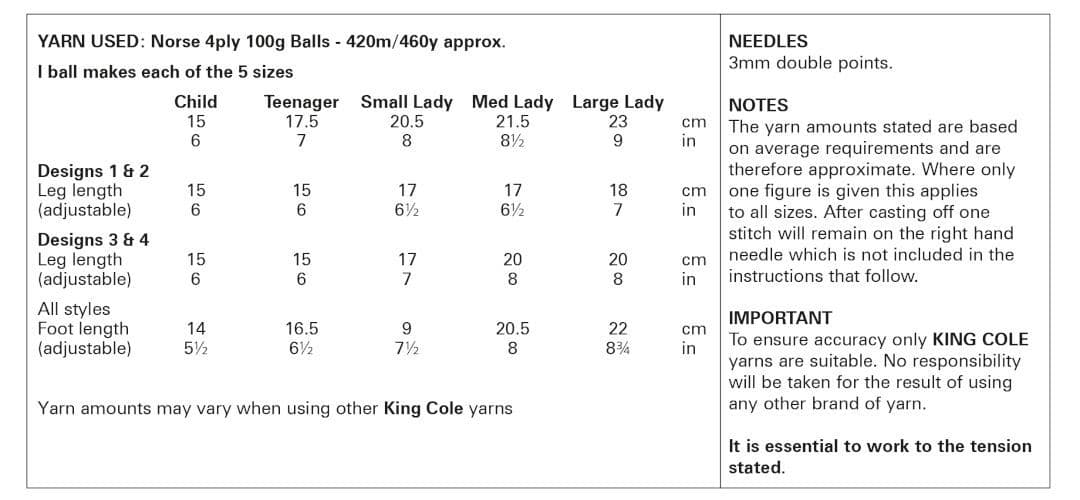 King Cole Norse 4-Ply Socks Pattern 6006