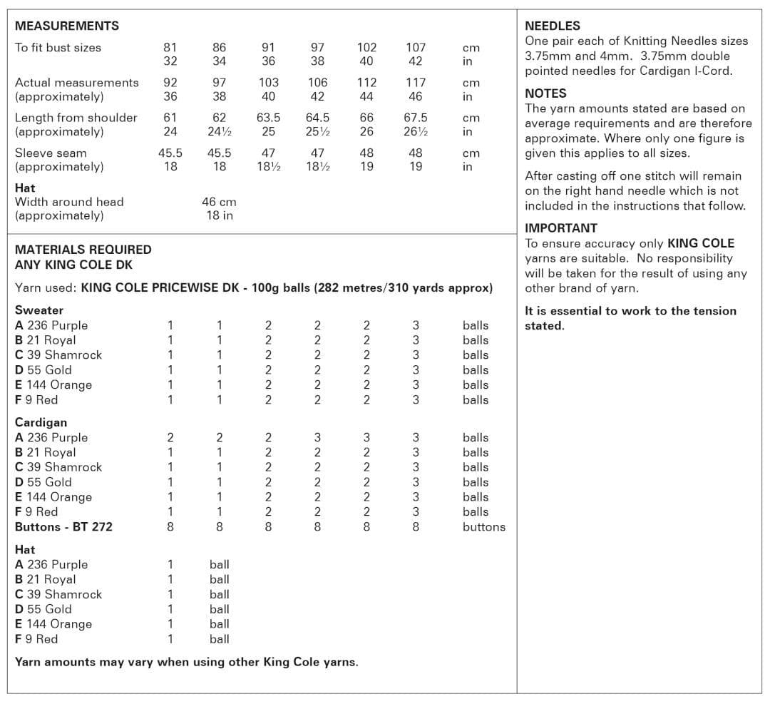 King Cole Pricewise DK Sweater, Hooded Cardigan, & Hat Pattern 6120