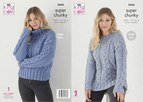 King Cole Timeless Super Chunky Sweaters Pattern 5666