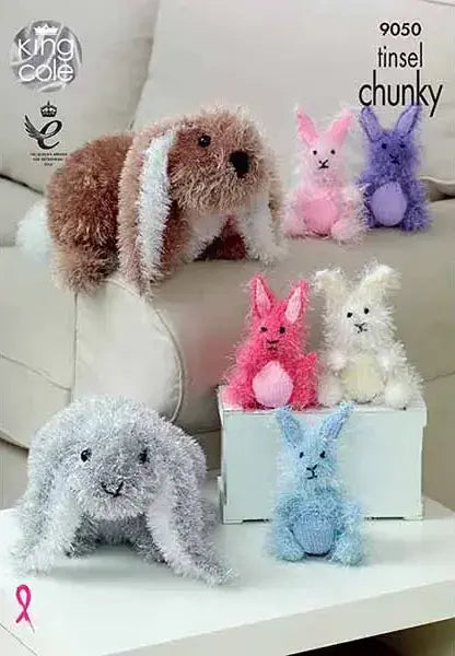 King Cole Tinsel Chunky & Dollymix DK Rabbits Pattern 9050