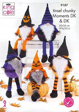 King Cole Tinsel Chunky & Moments DK Halloween Gonks Pattern 9187