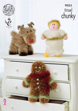 King Cole Tinsel Chunky Pattern 9055 Reindeer, Angel & Gingerbreadman