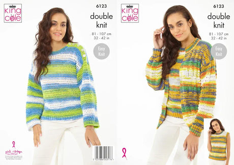 King Cole Tropical Beaches DK Sweater, Cardigan  & Tank Top Pattern 6123