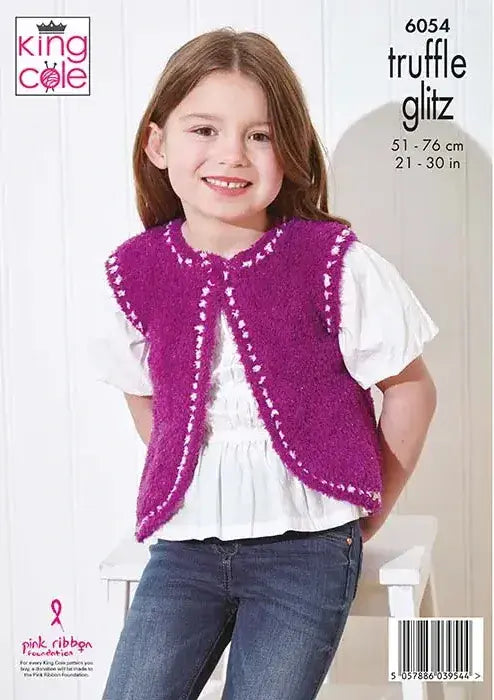 King Cole Truffle Glitz DK Waistcoat & Bolero Pattern 6054