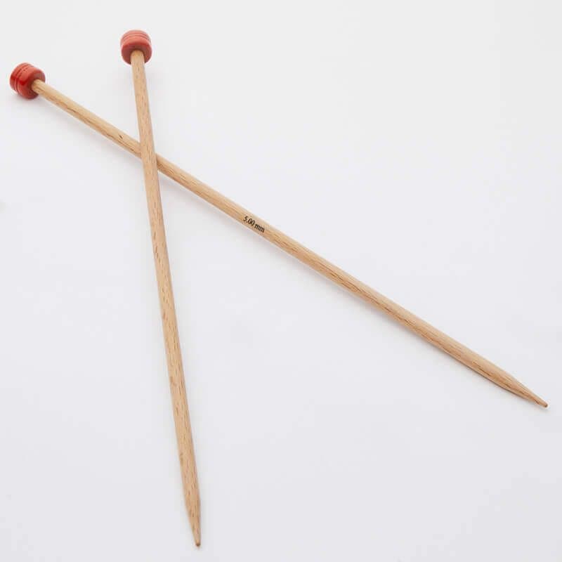 Knitpro Basix Birch Single Point Knitting Needles - 30cm