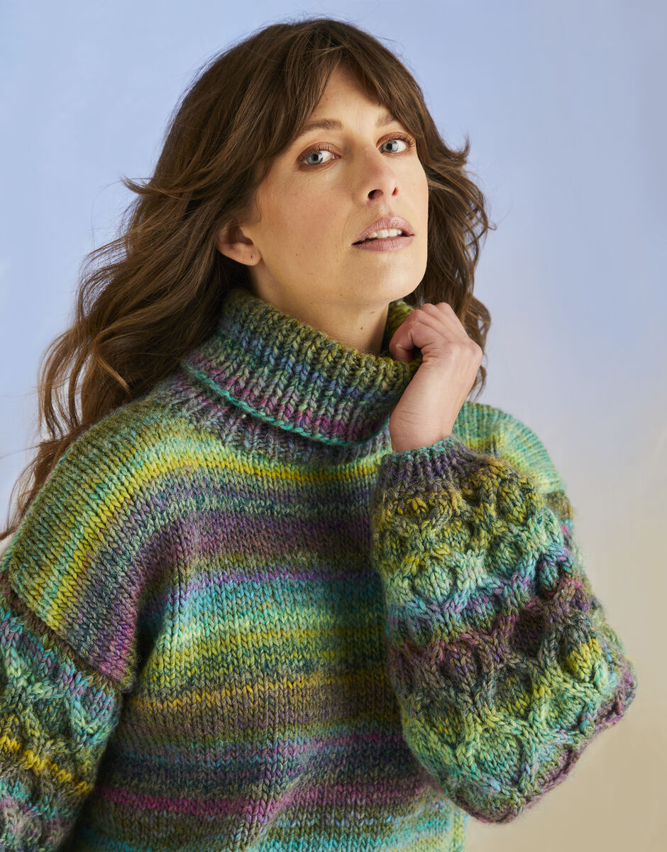 Sirdar Jewelspun Chunky Sweater & Scarf Pattern 10706
