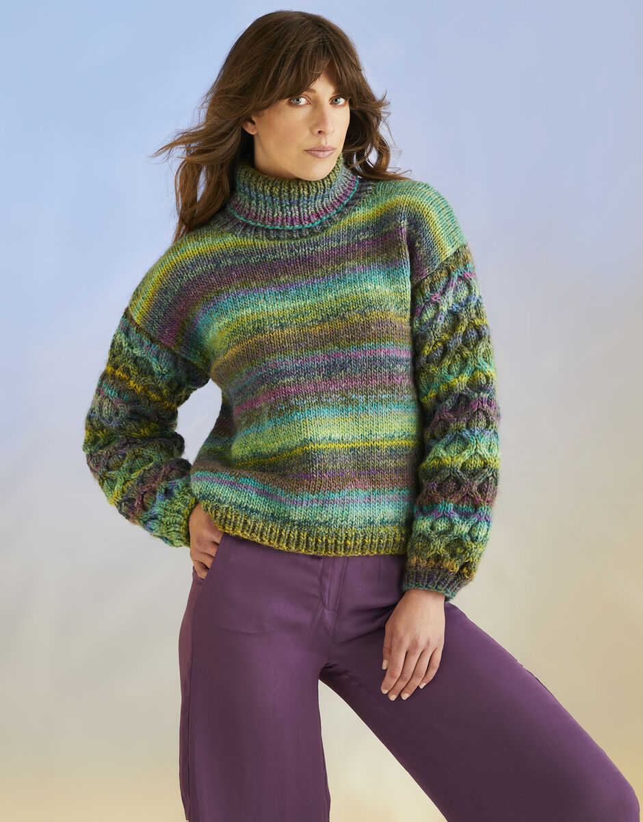 Sirdar Jewelspun Chunky Sweater & Scarf Pattern 10706
