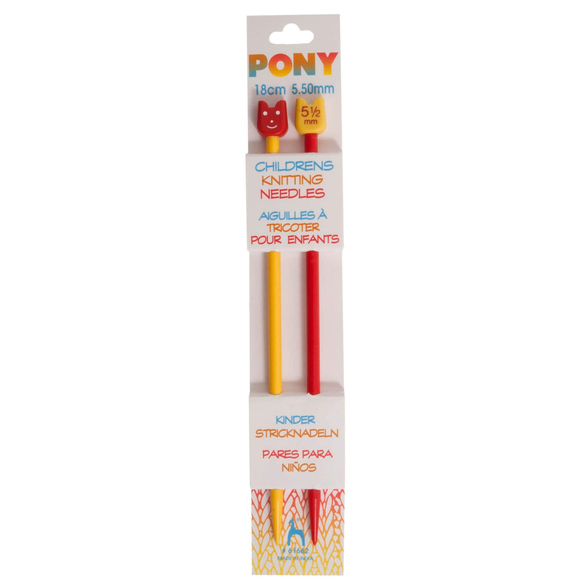 Pony Children's Plastic Single Pointed Needles - 18cm