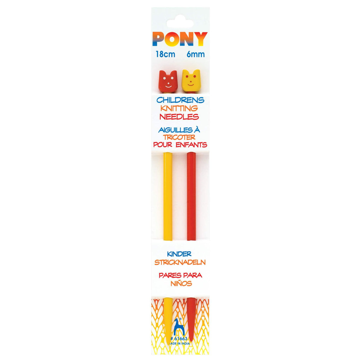 Pony Children's Plastic Single Pointed Needles - 18cm