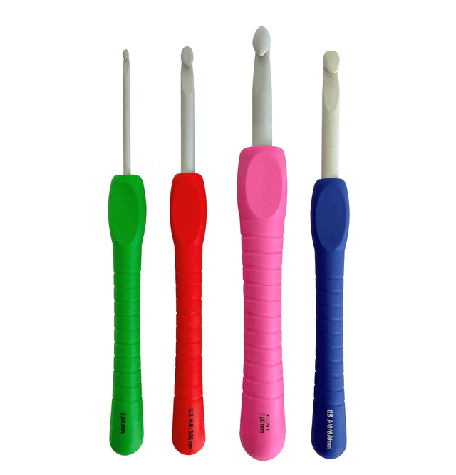 Pony Easy Grip Crochet Hook With Finger Flat - Coloured