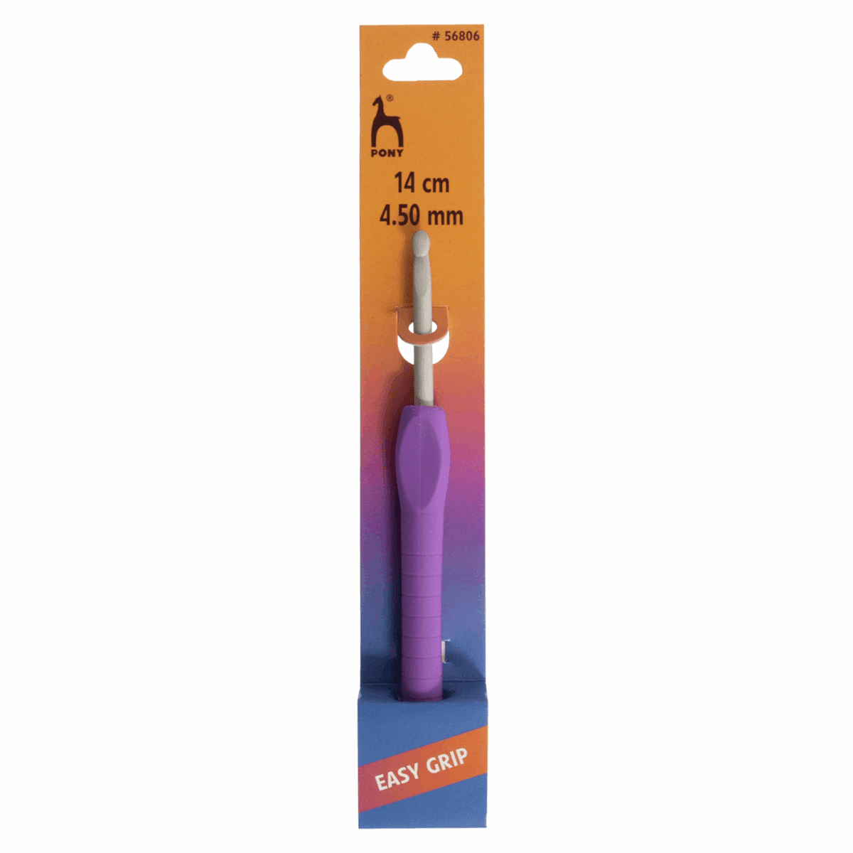 Pony Easy Grip Crochet Hook With Finger Flat - Coloured