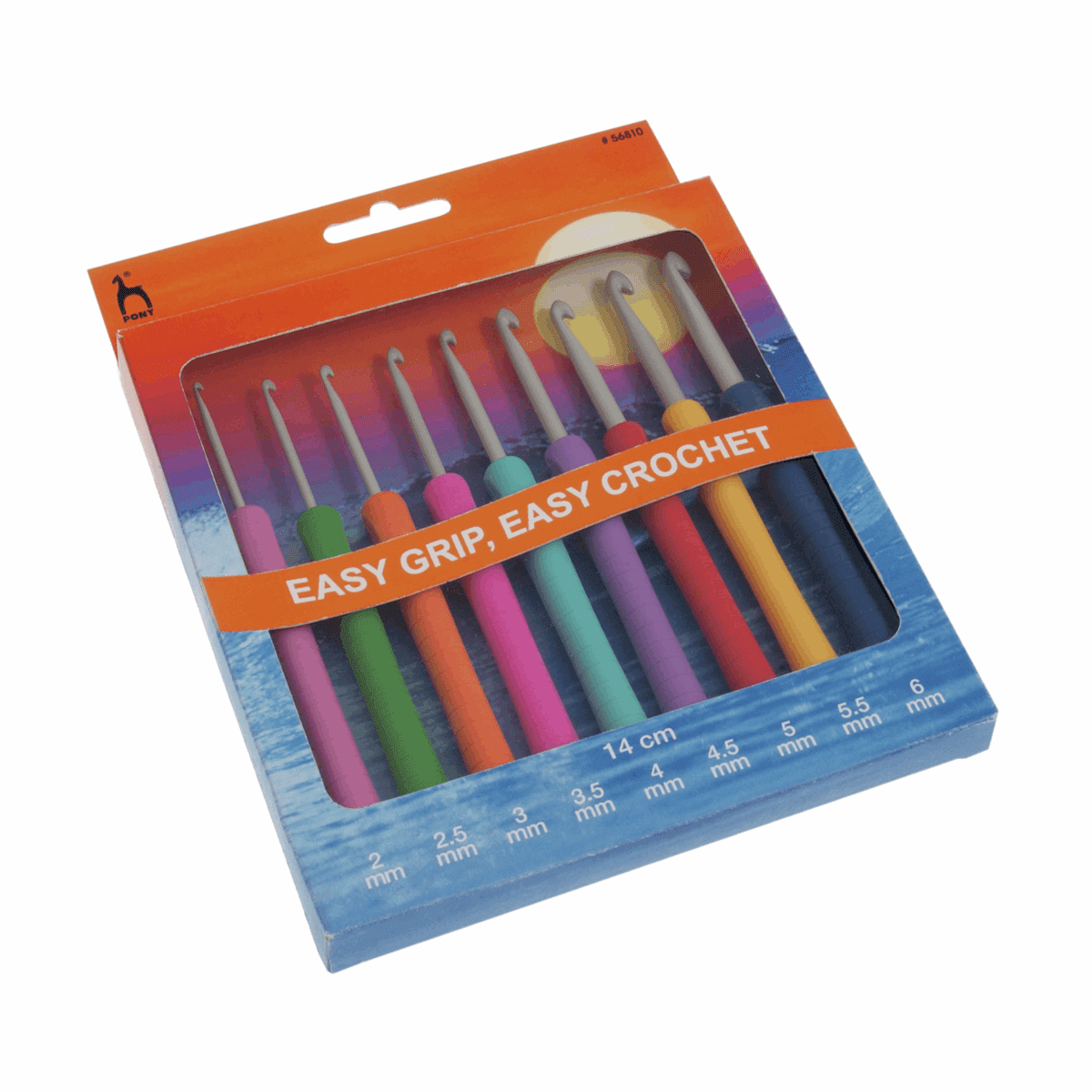 Pony Easy Grip Crochet Hook With Finger Flat - Set of 9