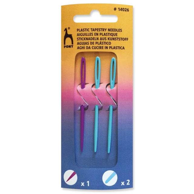 Pony Plastic Hand Sewing Needles - 2 Blunt, 1 Sharp