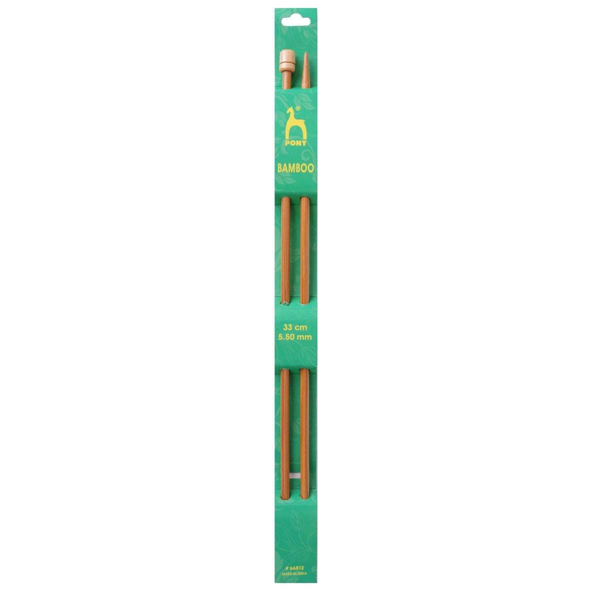 Pony Single Point Knitting Needles - Bamboo - 33cm