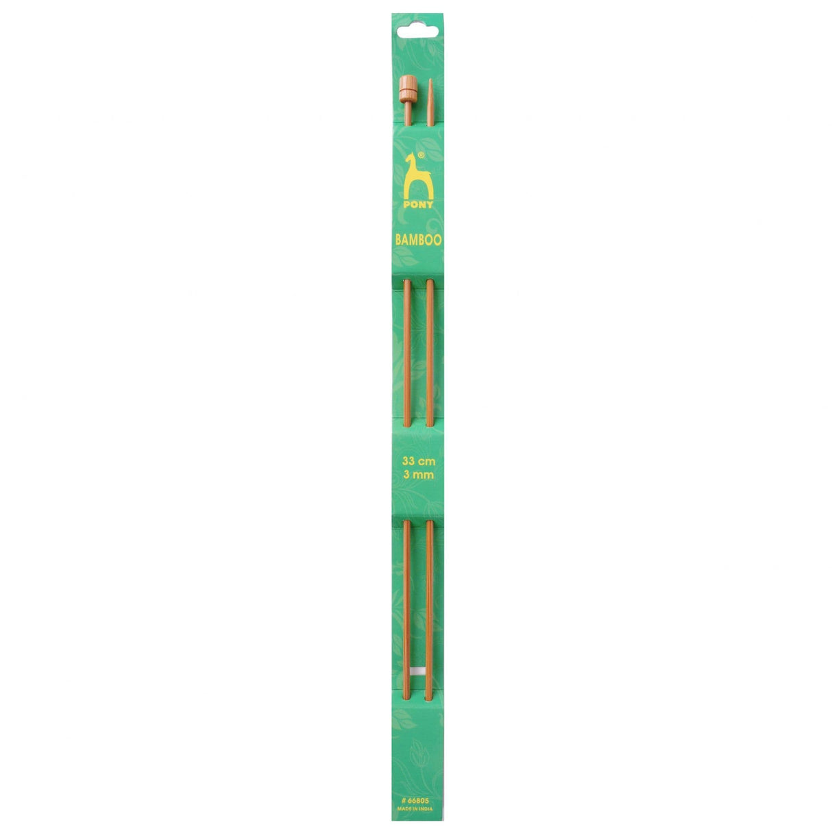 Pony Single Point Knitting Needles - Bamboo - 33cm