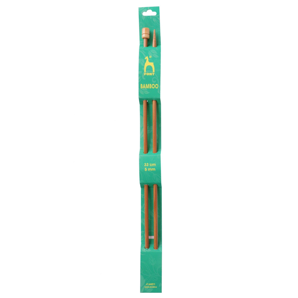 Pony Single Point Knitting Needles - Bamboo - 33cm