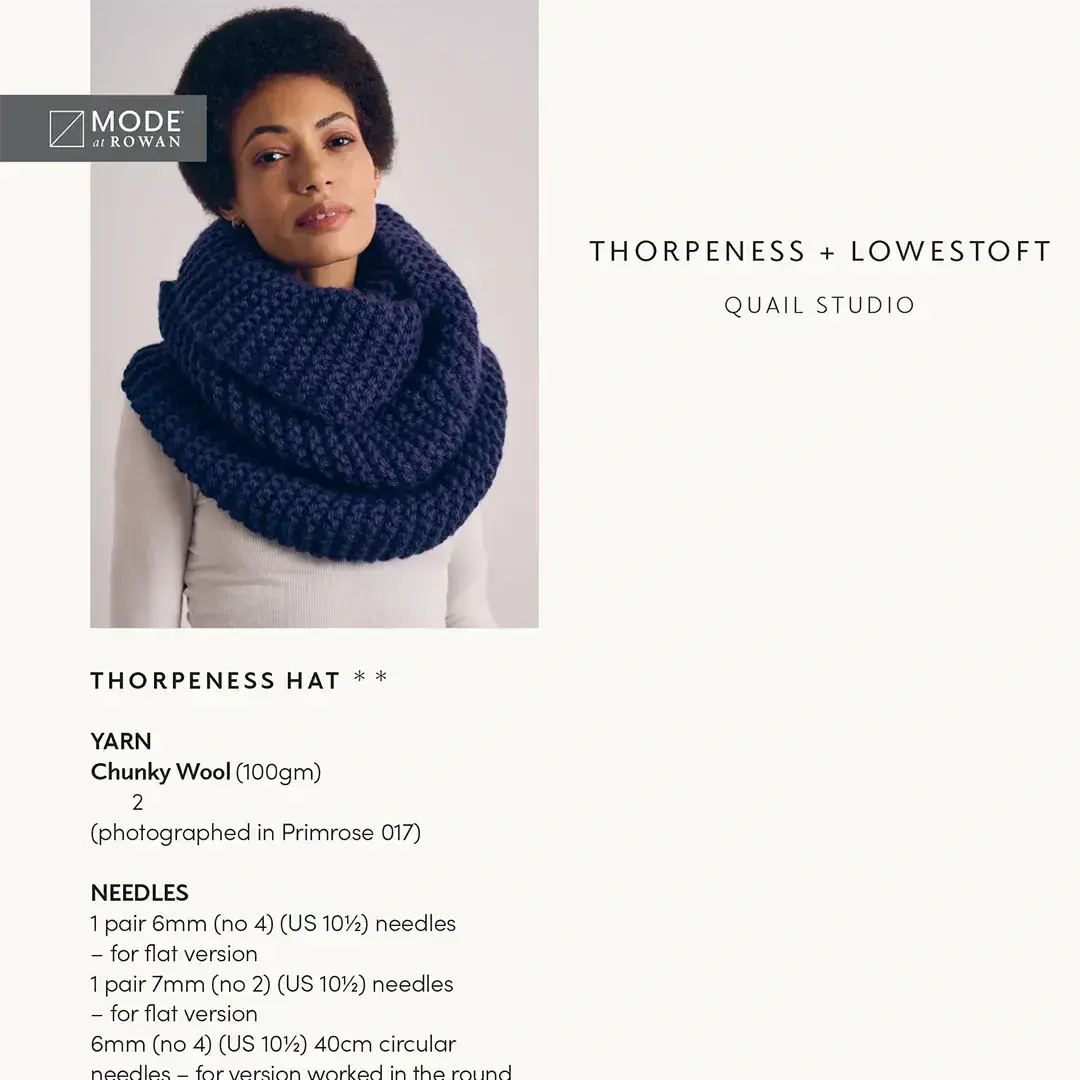 Rowan Mode Thorpeness & Lowestoft Hat and Snood Pattern by Quail Studio